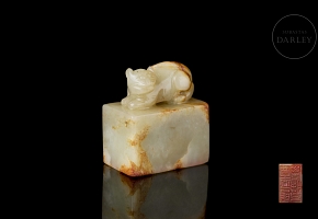 Carved jade seal ‘Auspicious Beast’, Qing dynasty