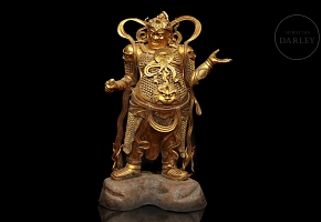 Magnificent bronze figure of ‘Guăng Mù Tiān wáng, Heavenly King’, Ming dynasty