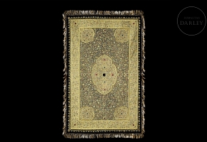 刺绣挂毯《扎尔多兹》，镶嵌彩色宝石，印度，20世纪