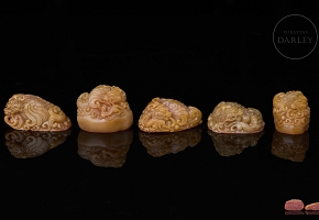 Five Shoushan ‘Chiwen’ seals, Qing dynasty