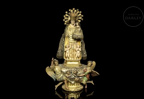 Polychrome ceramic sculpture “Virgen de los Desamparados”, 19th century