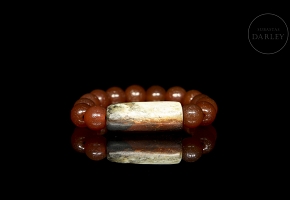 Pulsera de cuentas de ágata y jade, dinastías Liao y Hongshang