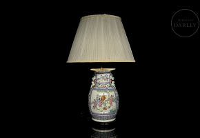 Lámpara jarrón de porcelana