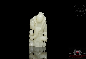 Carved jade figurine ‘Characters with duck’, Qing dynasty