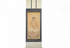 Chinese painting “Arhat in Meditation,” signed Ding Guanpeng