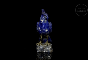 青金石雕塑《凤头鹦鹉》，智利，20世纪