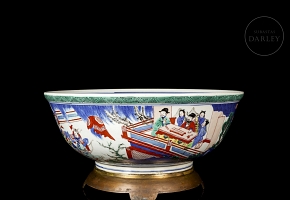 Bowl with wucai enamels, “Courtly Scene”, Qing dynasty