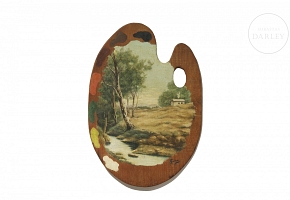 Painter's palette, ‘Country Landscape’, 19th century