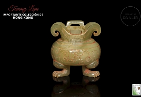 Carved jade ritual vessel, “Dragons,” Warring States period