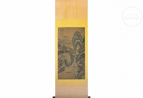 Chinese painting “Landscape with Mountains and Flowers,” signed Dong Bangda
