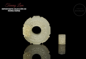 Dos colgantes de jade blanco, dinastía Han