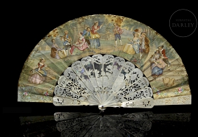 Abanico isabelino de nácar, s.XIX