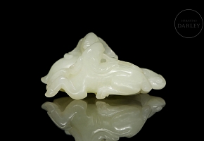 White jade figure ‘Rams’, Qing dynasty
