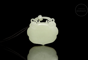 Carved white jade pendant, 20th century