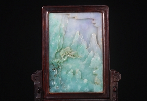 Panel de jadeíta con marco de madera 