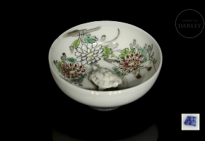 Glazed porcelain bowl, ‘Turtle and Chrysanthemums,’ 20th century