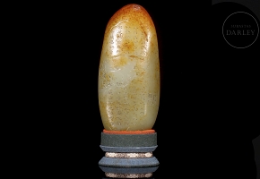 Carved jade stone ‘Elephant and Elder with Poem’, Qing dynasty