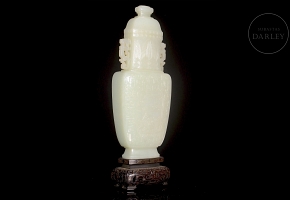 Jarrón de jade blanco de Hetian