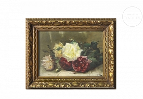 Dominique Rozier (1840-1901) “Still Life with Flowers”
