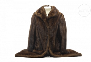 Long brown mink fur coat