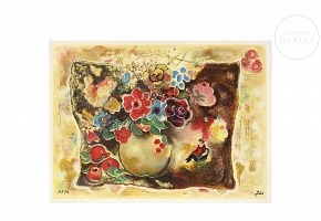 Zula Moskowitz (20th century) ‘Couple and Flowers’