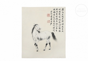 Chinese painting ‘Horse’, signed Pu Zuo