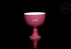 Small pink-glazed porcelain cup with Yongzheng mark