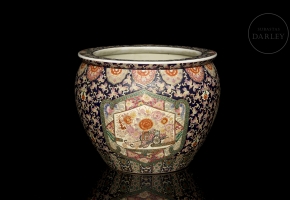 Glazed ceramic ‘Wagon and Flowers’, 20th century