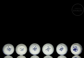 Set of six porcelain bowls, ‘Flowers,’ 20th century