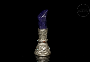 Silver and lapis lazuli seal, Tibet, 19th-20th century