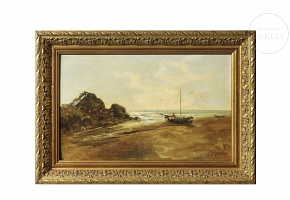 J. M. González (19th-20th century) ‘Boat on the beach’