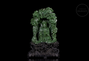 Figura de jade verde espinaca 
