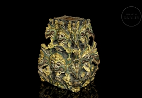 Polychrome wooden pillar base “Mahakala,” Indonesia, 19th century