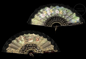 两把扇子，《花与景》，20世纪