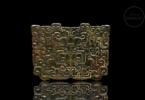Placa de jade tallado, estilo Han