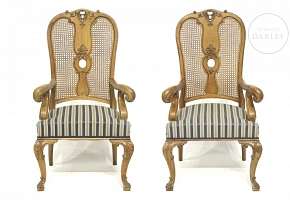 Pair of armchairs, Queen Anne style, 20th century