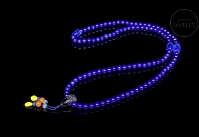 Collar de cuentas de ágata azul, dinastía Yuan