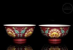 Pareja de bols de porcelana esmaltado