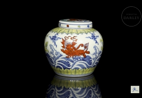 Porcelain vessel ‘Mythical Beasts’, marked Tianqi