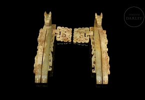 Pareja de hebillas de jade amarillo