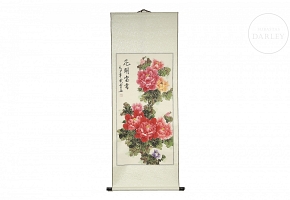Chinese painting ‘Peonies’, 20th century