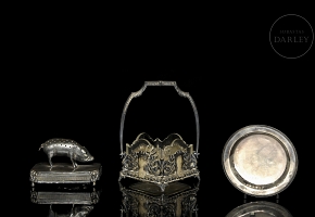 Set of three silver objects, 20th century
