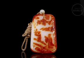 Hetian jade plaque, Qin dynasty, poem inscription, Zigang mark