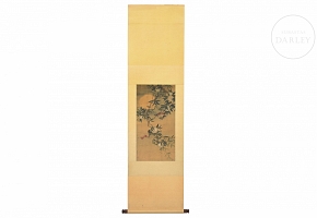 Chinese painting “Peaches and bats,” signed Dong Gao