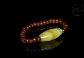 Pulsera con Dzi y cuentas de ágata, dinastía Liao