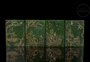 Album of spinach green jade leaves ‘Arhat’, Qing dynasty