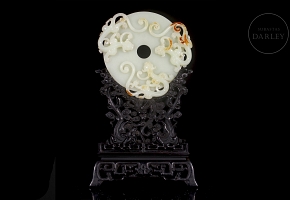 Disco Bi de jade blanco de Hetian