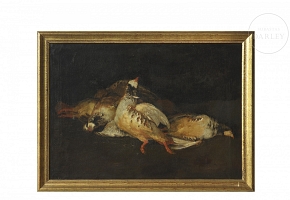 19th-20th century Spanish school ‘Still life with partridges’