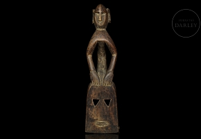 Carved wooden mask sculpture, 20th century