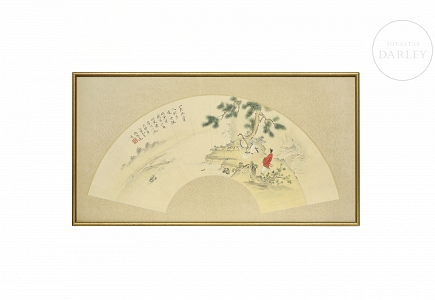 País de abanico pintado a mano, s.XX